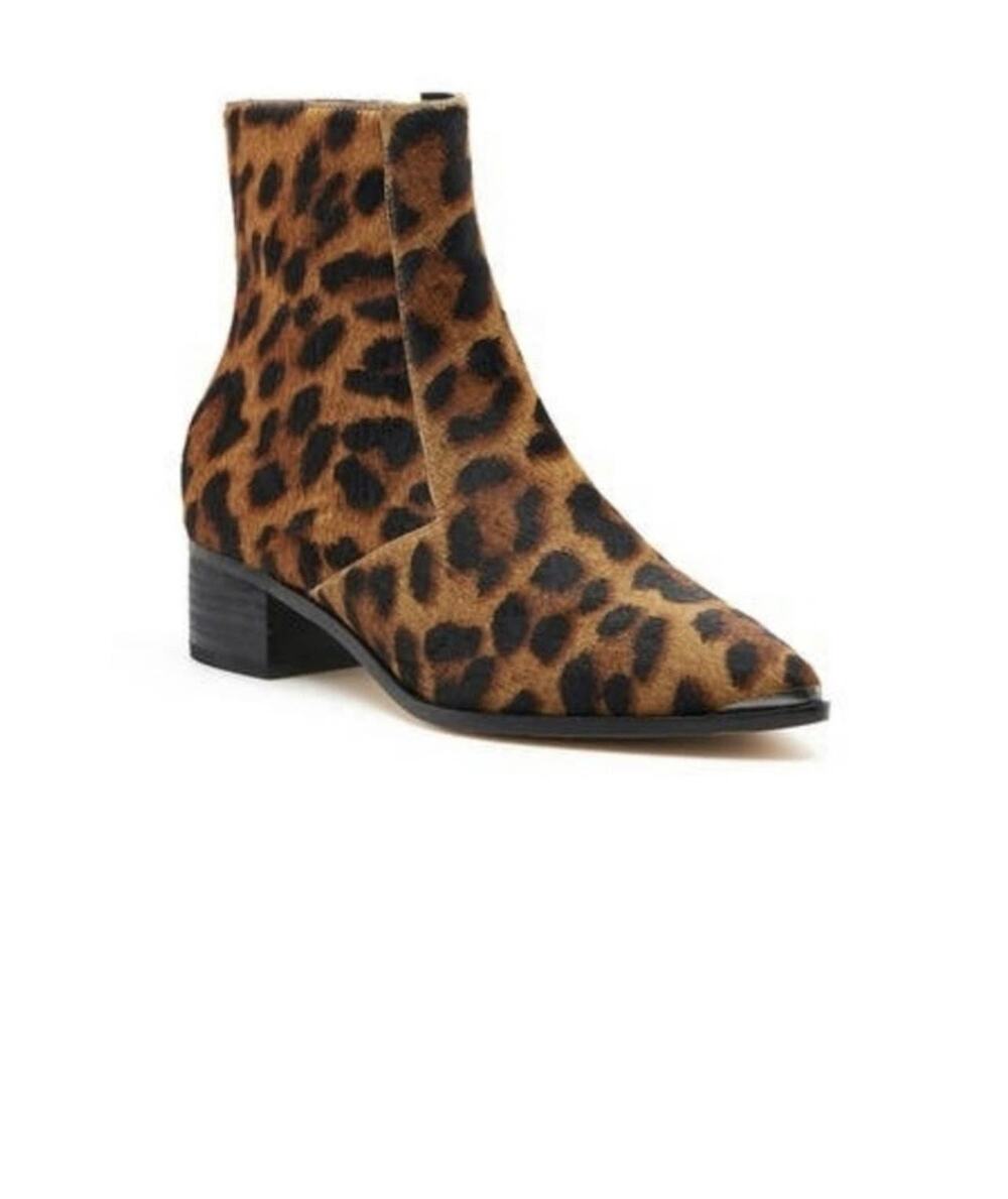 Botkier Boots Women's Size 8.5 Greer Leopard Calf Hair Ankle Booties Pointed Toe